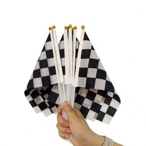 Promotional Hand Waving <b>Flags</b> Custom Black and White <b>Checkered</b> <b>Flags</b> for Races Sport Events - Product Image 2