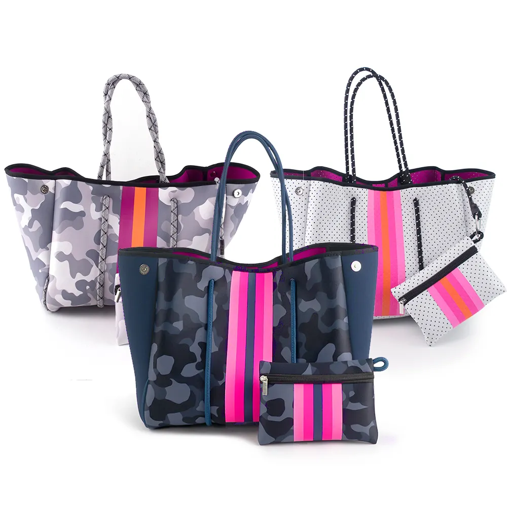 Женская Неопреновая большая сумка-тоут, вместительные неопреновые большие тоуты через плечо, розовая спортивная сумка-тоут для женщин