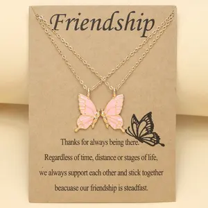 New Arrival Silver Pendant Necklace Jewelry Charm Butterfly Necklace Chain Best Friend Friendship Magnetite Necklace
