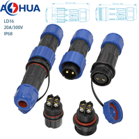 Connecteur étanche LD16 à 2 broches, fil à fil, 20A 300V, borne à vis IP68, mâle-femelle, pour usage industriel