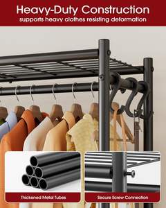 Organizadores y Almacenamiento para Armarios - Perchero Independiente con Patas Niveladoras y Correas de Anclaje a la Pared, Armario con 6 Ganchos - Product Image 2