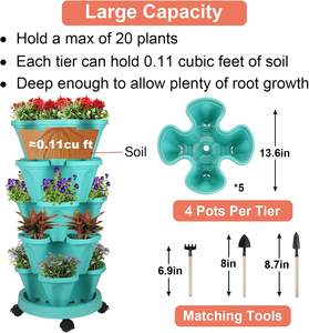 Système d'irrigation goutte à goutte pour tour de culture hydroponique de fraises, pots cylindriques, jardinière verticale hydroponique, tour de plantes DIY en plastique - Product Image 3