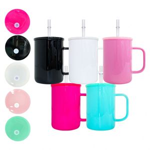 แก้วกาแฟสีขนาด 17 ออนซ์ สำหรับงานซับลิเมชั่น พร้อมฝา PP และหูจับ - Product Image 1