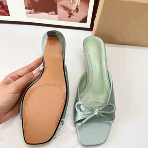 Novedad de Verano: Elegantes Mules de Tacón con Lazo y Punta Cuadrada para Mujer, Minimalistas y de Punta Abierta - Product Image 2