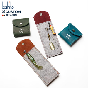 Custom Leather Fishing <b>Hook</b> Wallet <b>Snap</b> Button Felt Lining Tackle Pouch 10 Colors Portable <b>Hook</b> Storage OEM ODM Wholesale - Product Image 1