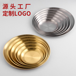 จานสเต็กสแตนเลส 304 ทรงกลมแบบตื้น สำหรับใช้ในโรงแรมหรืองานเลี้ยง - Product Image 3