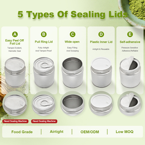 Tin de matcha personalizado de 30g, reciclable, sin pintar, con doble tapa y sello de aluminio, para etiquetaje privado de té y - Product Image 2