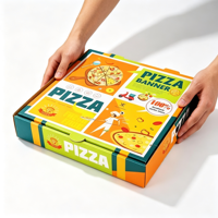 Boîte à pizza en carton ondulé colorée personnalisée, emballage alimentaire jetable en papier pour la livraison de pizzas pour restaurant