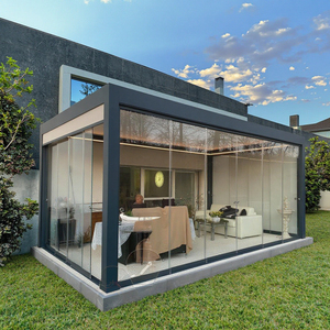 Pavillon bioclimatique extérieur en aluminium <span class=keywords><strong>Builit</strong></span> BLT-150 avec toit à lames motorisées rétractables et porte coulissante en verre pour jardin et balcon - Product Image 1