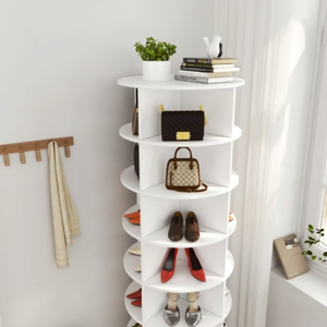 Grand porte-chaussures moderne avec espace de rangement ouvert pouvant contenir 28 chaussures de Paris, <span class=keywords><strong>tour</strong></span> de porte-chaussures autoportante rotative à 360, blanc - Product Image 3