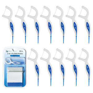 Plettro per filo interdentale combinato con pennello in gomma morbida per la cura orale personalizzata due in uno per il filo interdentale - Product Image 1