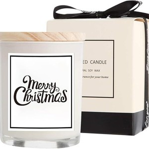 LANJO Mother's Day Neutral Gift <b>Set</b> White Glass Jar with Wooden Lid and Soy Wax Scented <b>Candle</b> For Gift and Home Decoration - Product Image 5