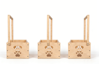 Panier de rangement en bois massif pour fête prénatale avec 6 cintres