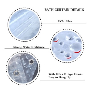 Rideau <span class=keywords><strong>de</strong></span> Douche Moderne <span class=keywords><strong>de</strong></span> Luxe 120gsm <span class=keywords><strong>en</strong></span> EVA Écologique Transparent Imperméable Anti-moisissure avec Crochets <span class=keywords><strong>3D</strong></span> Épaissis Personnalisable - Product Image 6