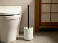 Support de brosse de toilette en résine blanche à rayures verticales, vente en gros directe d'usine, ensemble de brosse de toilette, organisateur de brosse de nettoyage pour toilettes