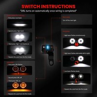 Faro de motocicleta de 5 pulgadas con triple lente, luz alta y baja, DRL ámbar amarillo, para motocicletas Cruiser
