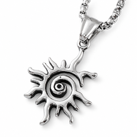 En stock, collier avec pendentif soleil tribal vintage, vente en gros, unisexe, acier inoxydable, punk rock, streetwear, bijoux