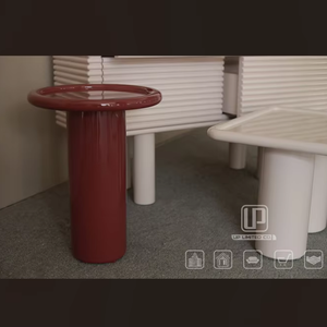 Most Popular <b>Small</b> Household Balcony Ideas <b>Coffee</b> <b>Table</b> Simple Side <b>Table</b> Red Round Polished <b>Coffee</b> <b>Table</b> Red Round Polished Cof - Product Image 1