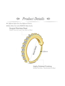 <span class=keywords><strong>Anneau</strong></span> de nez 20G en acier inoxydable 316L plaqué PVD avec gemme CZ, unisexe, pour <span class=keywords><strong>piercing</strong></span> de cartilage d'oreille - Product Image 5