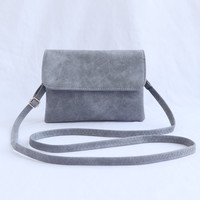 Sac à bandoulière en cuir givré couleur unie pour femme, fermeture éclair, 18 cm, style japonais et coréen, mini sac