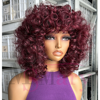 Pelucas de Cabello Humano Vietnamita SDD, Cabello Virgen Natural con Volumen, Doble Trama, con Flequillo, 100% Cabello Humano para Mujeres Negras