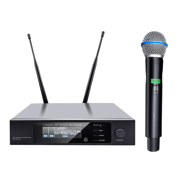 Professional UHF Wireless Microphone System Metal Dynamic Handheld Mic for Stage Performances and Karaoke