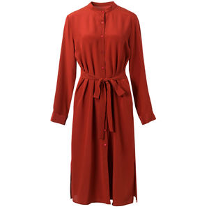 Gonna a vita alta a tinta unita con temperamento a vita alta sottile a <span class=keywords><strong>manica</strong></span> <span class=keywords><strong>lunga</strong></span> più abito di seta - Product Image 1