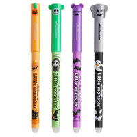 4 stylos gel effaçables créatifs à motif de dessin animé, stylos à signature en plastique, promotionnels, pour Noël et Halloween, papeterie 0,5 mm