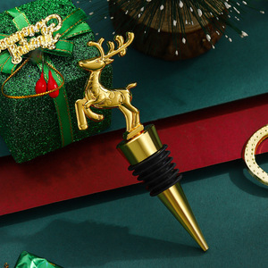 Bouchon de bouteille en métal en forme de renne de Noël, bouchon de bouteille de vin, cadeau de fête, décoration - Product Image 1