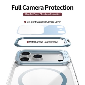 เคสโทรศัพท์ใสแบบแม่เหล็กใหม่สำหรับ iPhone 18 13 14 15 16 17 Pro Max พร้อมฟิล์มเลนส์ HD ขาตั้งในตัว ป้องกันการกระแทกทั้งสี่มุม - Product Image 4