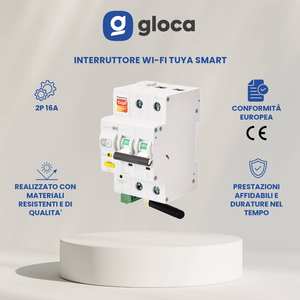 เบรกเกอร์วงจรไฟฟ้าอัจฉริยะ Gloca แบบ 2 ขั้ว 16 แอมป์ 250 โวลต์ ควบคุมผ่านแอป Tuya ปลั๊กอเนกประสงค์ ดีไซน์พลาสติก - Product Image 2