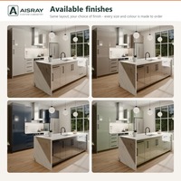 Cuisine sur mesure avec îlot, portes laquées minimalistes à finition brillante, design modulaire et rangement coulissant, structure en MDF
