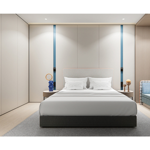 Juego de dormitorio minimalista con cabecero acolchado, muebles de dormitorio de hotel, armario, escritorio para hotel de negocios en la ciudad - Product Image 1