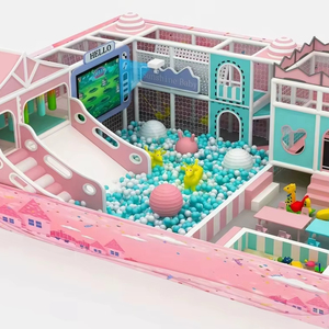 Équipement de jeu intérieur personnalisé, thème Soleil et Bébé, avec maisonnette, toboggan blanc, projection HELLO, fosse à balles et plateforme pour tout-petits, pour Centres de Divertissement Familial (FEC) - Product Image 1