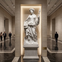 Estatua de la Diosa Griega Atenea Tallada a Mano en Mármol Blanco Natural de Tamaño Real, Escultura de Dama con Lanza para Decoración de Jardín