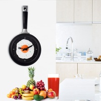 Reloj de Pared Decorativo con Diseño Creativo de Huevo y Utensilios de Cocina, Reloj de Pared con Forma de Sartén