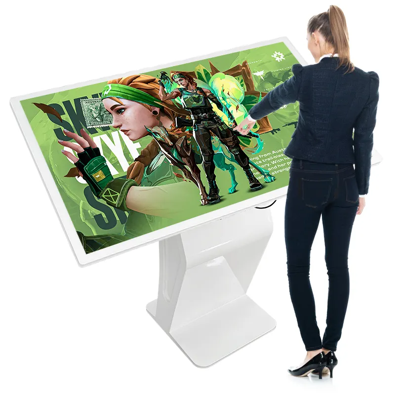 4K FHD advertising display self service touch screen tablet android information stand horizontal interactive kiosk