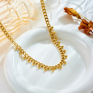 Gold Bead Pendant Chunky Chain Necklace Unisex Everyday Wear Yiwu Origin N2266 - Product Image 2