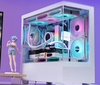 SNOWMAN CS050 Nouveau design Boîtier de PC de jeu de bureau Mid Tower en verre trempé et alliage d'aluminium compatible MATX ATX MicroATX ITX