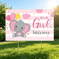 Panneau de jardin SHN SHN-216 pour révélation du sexe du bébé, bleu rose, éléphant, plastique, rectangulaire, décoration de pelouse extérieure, garçon fille
