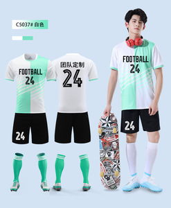 Vente en gros Nouvel ensemble de football unisexe pour adulte <span class=keywords><strong>Maillot</strong></span> de sport imprimé pour femmes hommes Vêtements d'entraînement pour étudiants Style haut - Product Image 2
