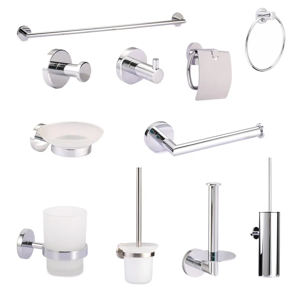Bathroom Accessory Set Towel Holder No Drilling Heavy Duty Simple Round Brushed Nickel 304 Stainless Steel Wall Mount Towel Ring