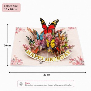 Tarjeta de felicitación 3D hecha a mano con diseño de mariposa, tarjeta de invitación floral de papel para cumpleaños, boda, día de San Valentín - Product Image 4