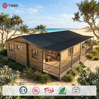 Maison conteneur extensible moderne de 40 pieds, maison de vacances préfabriquée, cabane de plage avec grand balcon