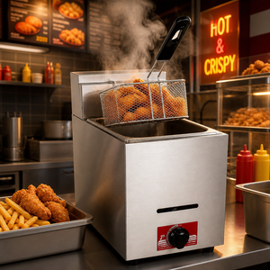 Freidora comercial de gas GLP de sobremesa, 6L, tanque único, cesta individual, para papas fritas, pollo, snack bar, restaurante, cocina - Product Image 6