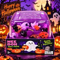 Balle anti-stress Halloween en forme de cube, à remontée lente, en TPR souple, jouet sensoriel à presser pour enfants, cadeau fantaisie, vente en gros