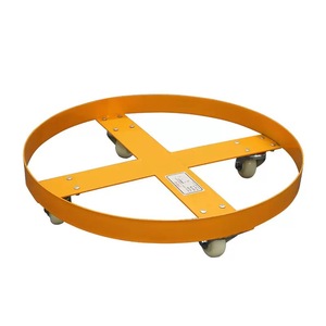 Chariot à tambour en aluminium orange avec rotation à 360° °   Roulettes pivotantes en PU pour le transport de fûts en entrepôt - Product Image 1