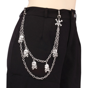 Double Skull <b>Trouser</b> <b>Chain</b> Zinc Alloy Hip Hop Waist <b>Chain</b> Halloween Punk Metal Decorative Pants <b>Chain</b> Multi Layered - Product Image 1