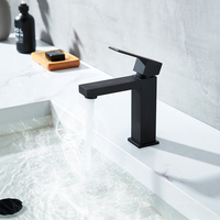 Robinet de lavabo de salle de bain moderne en acier inoxydable, design géométrique, monocommande, à poser sur le plan, 1 trou, certifié NSF, installation facile