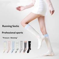 Chaussettes de compression professionnelles en coton tricoté pour le sport, avec bande éponge renforcée, amincissantes, longues, pour la course et le tennis, pour femme, collection printemps